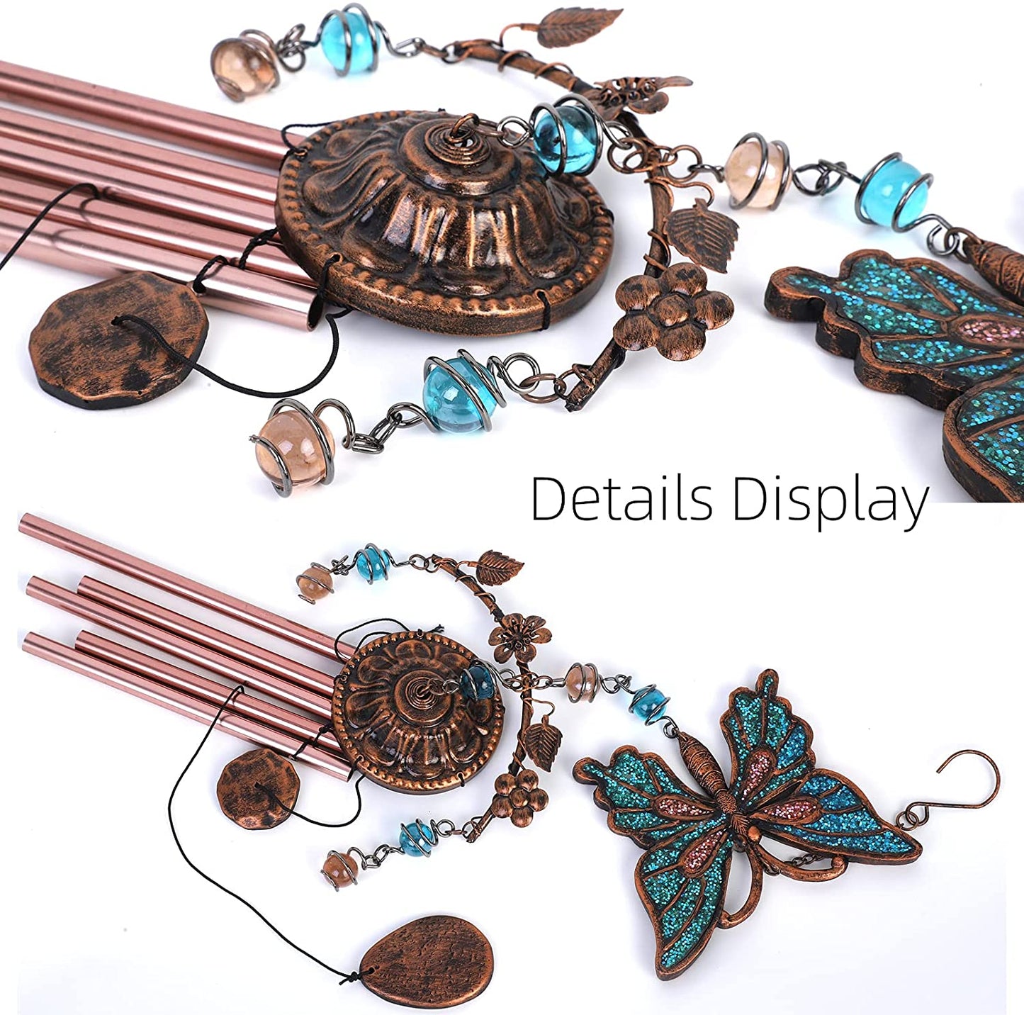 Exrisiry Wind Chimes - Butterfly Wind Chimes for Outside Deep Tone Large Windchimes, Sympathy & Memorial Butterfly Gift for Mom, Grandma, Daughter, Decoration for Home, Garden, Patio, Backyard