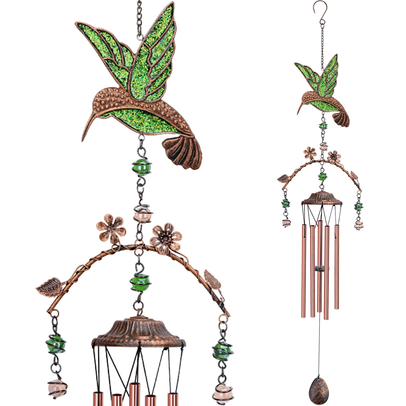 Copper Hummingbird Windchime / Wind Chimes With Humming Bird/ Outdoor Wind  Chime / Wedding, Christmas, Memorial Gift / Copper Anniversary 